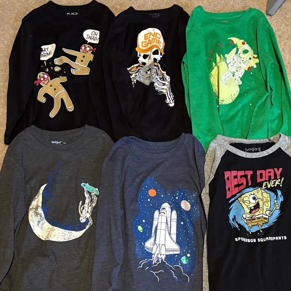 Kids Graphic Long Sleeve Shirts - Assorted Colors Size 7/8